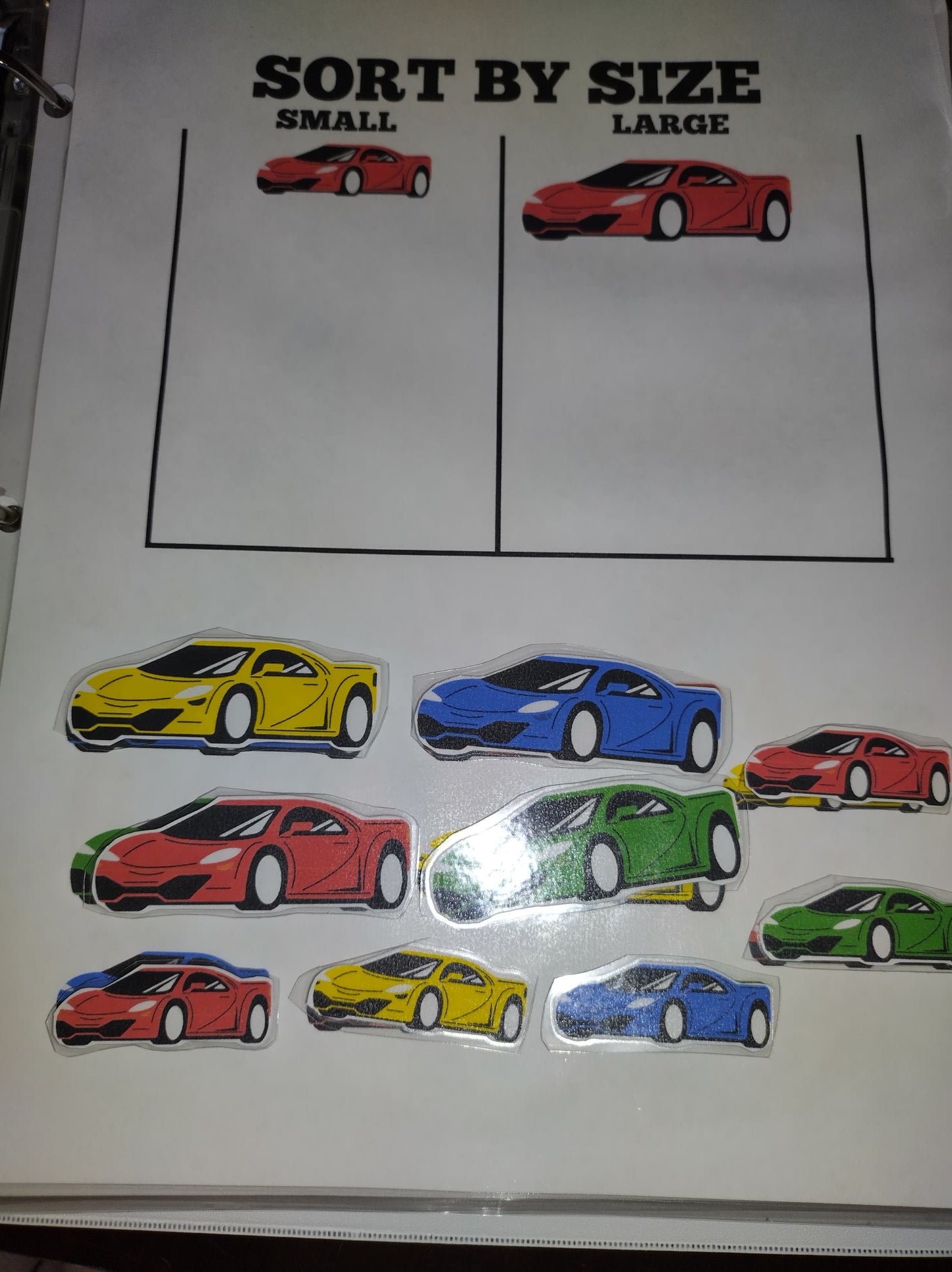 Car Themed Kindergarten Learning Binder