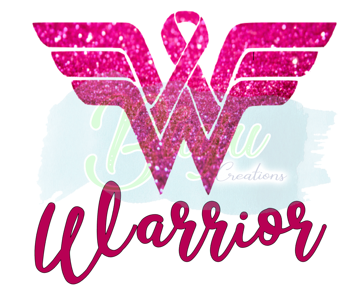 Dark Pink Glitter Breast Cancer Warrior PNG