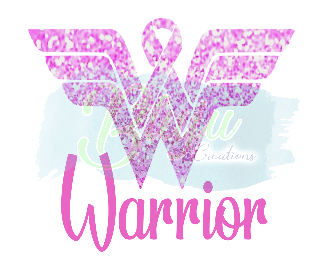 Cancer Warrior PNG (Light Pink Glitter)