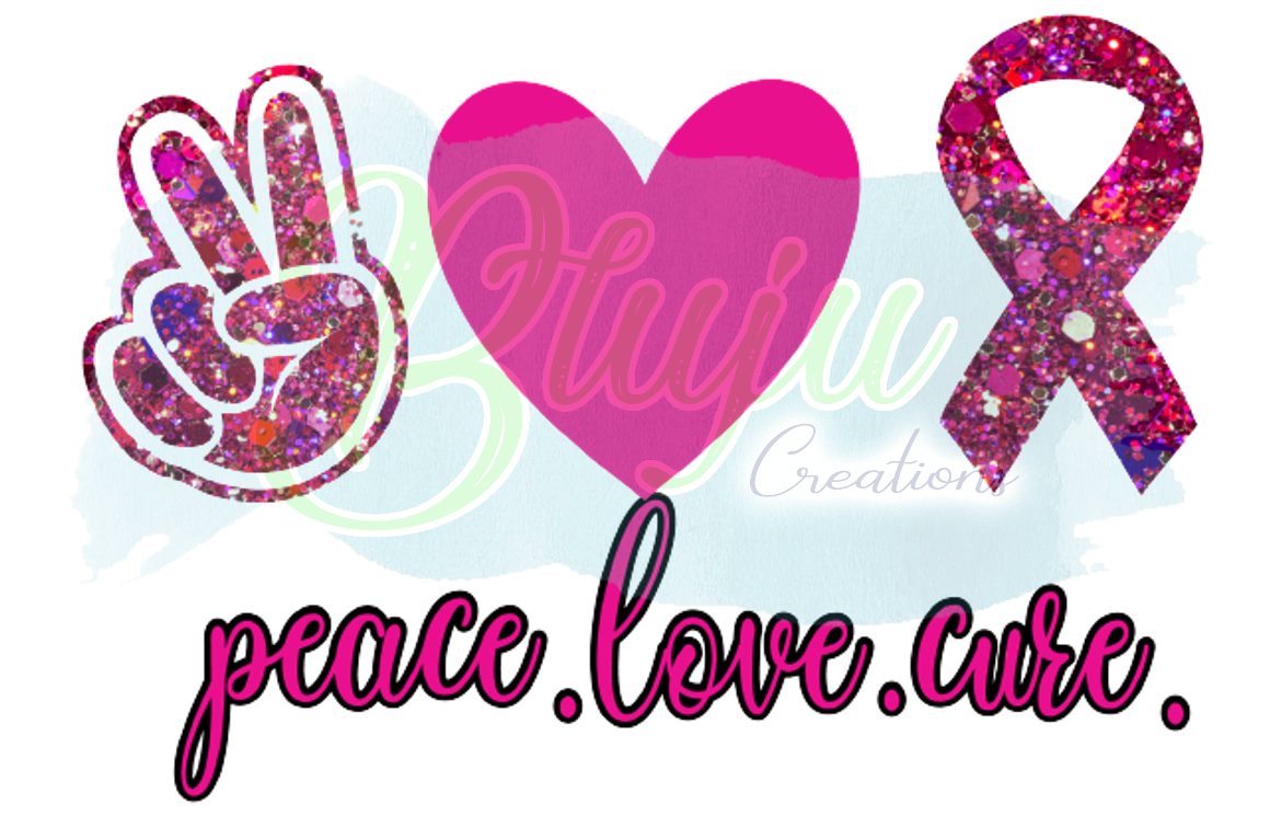 Peace Love Cure Dark Pink PNG