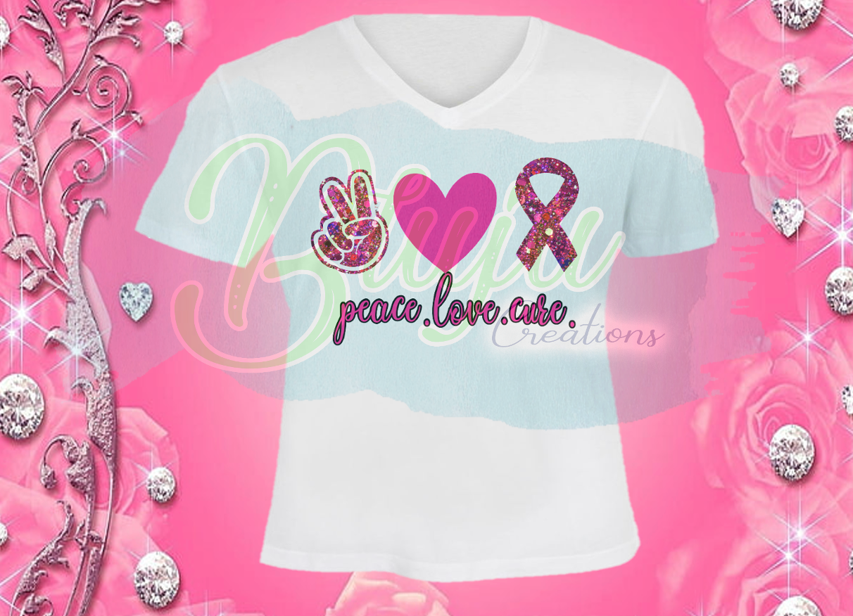 Peace Love Cure Dark Pink PNG