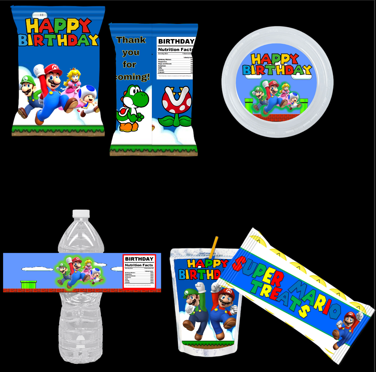 Super Mario Party Favor Set-Digital Download